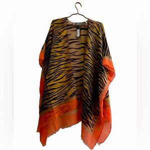 NWT tiger print kimono coverup OS